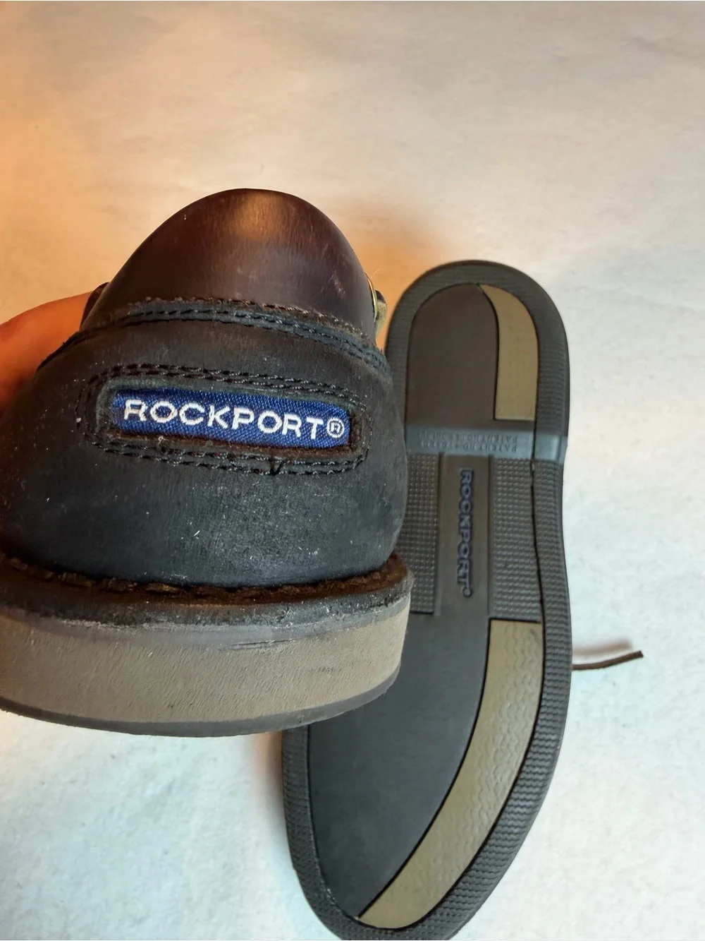 Rockport Men’s Boat Shoes Size 10W Wide Leather Brown Black Deck Shoes